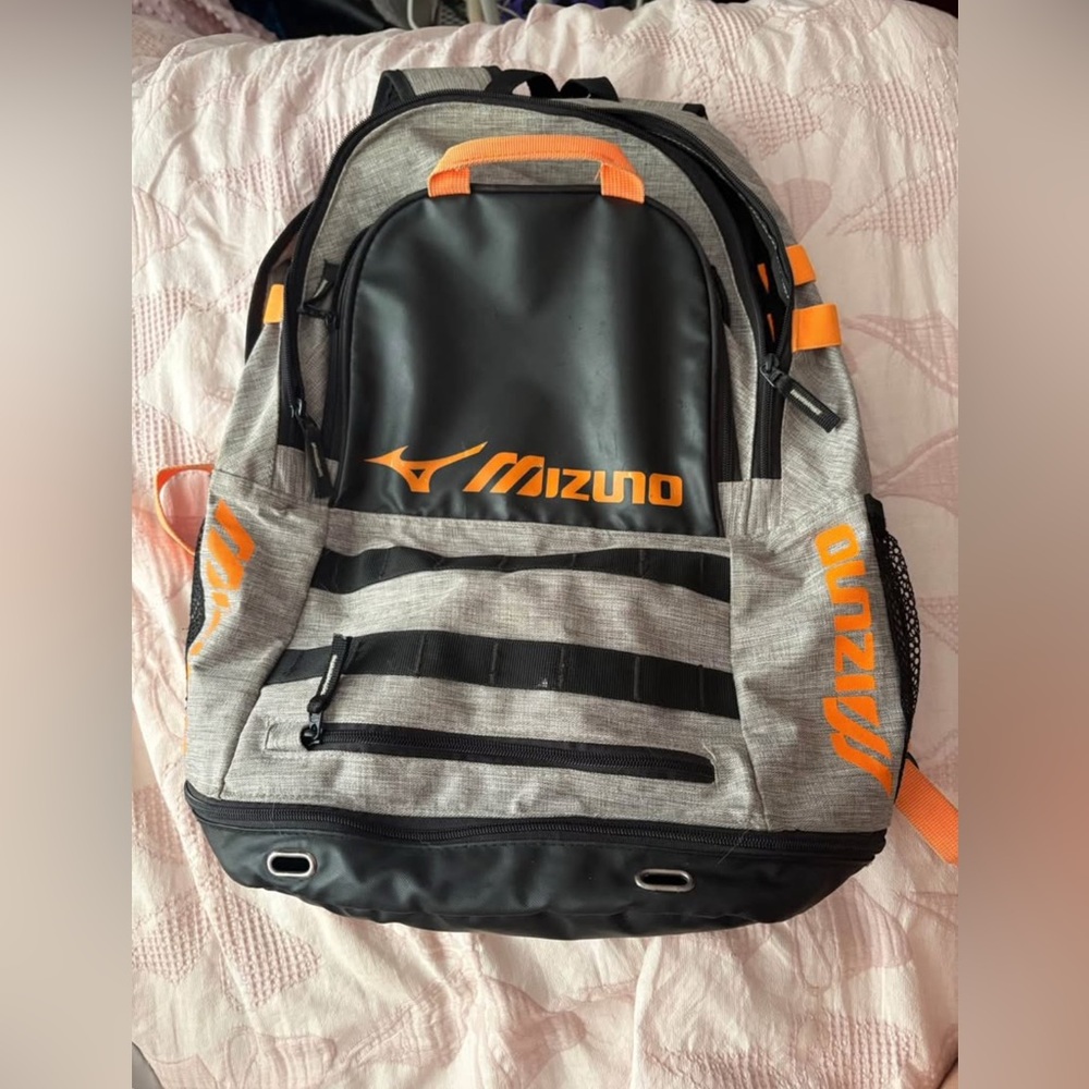 Mizuno Black and Orange Sports Backpack